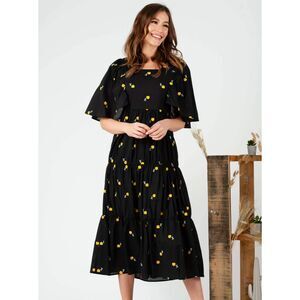 Lucca Women's LCD2382 Size M Black Floral Ahimsa Maxi Dress EUC